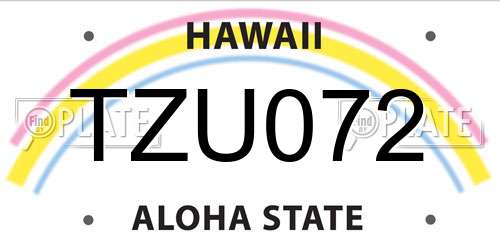 TZU072 Hawaii License Plate