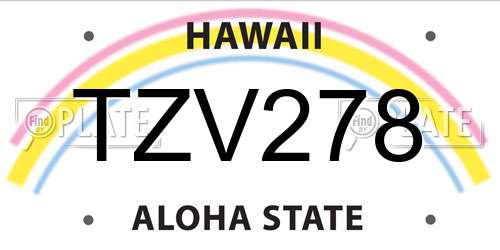 TZV278 Hawaii License Plate