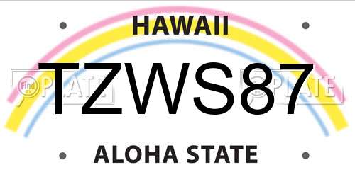 TZWS87 Hawaii License Plate