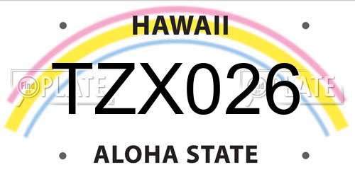 TZX026 Hawaii License Plate