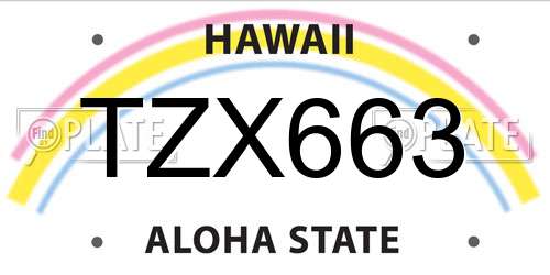 TZX663 Hawaii License Plate