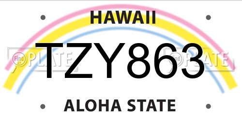 TZY863 Hawaii License Plate