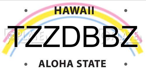TZZDBBZ Hawaii License Plate