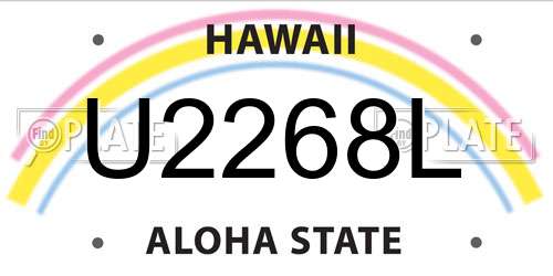U2268L Hawaii License Plate