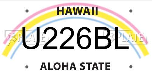 U226BL Hawaii License Plate