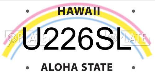 U226SL Hawaii License Plate