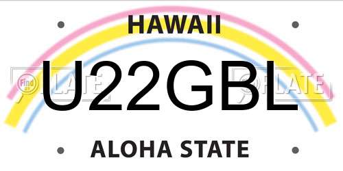 U22GBL Hawaii License Plate