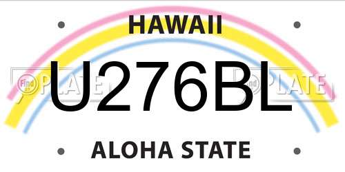 U276BL Hawaii License Plate