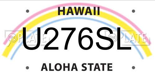 U276SL Hawaii License Plate