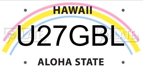 U27GBL Hawaii License Plate