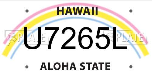 U7265L Hawaii License Plate
