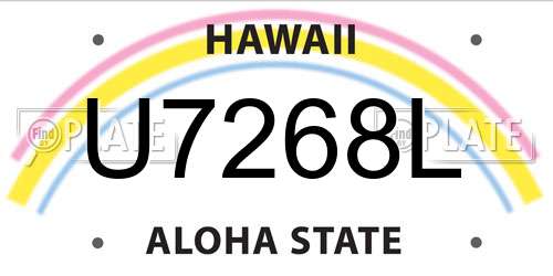 U7268L Hawaii License Plate