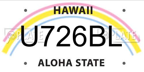 U726BL Hawaii License Plate