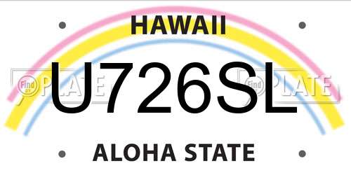 U726SL Hawaii License Plate