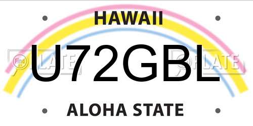 U72GBL Hawaii License Plate