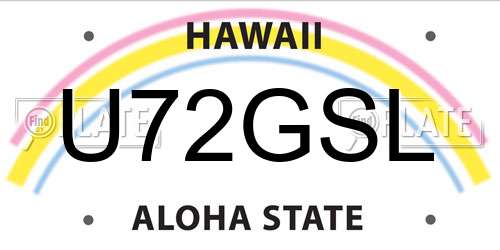 U72GSL Hawaii License Plate