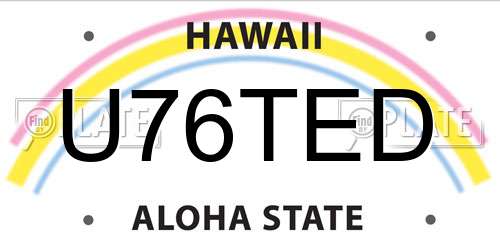 U76TED Hawaii License Plate