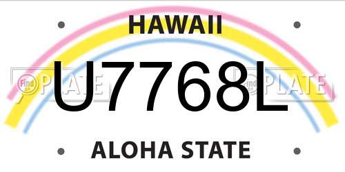 U7768L Hawaii License Plate