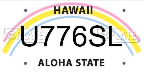 U776SL Hawaii License Plate