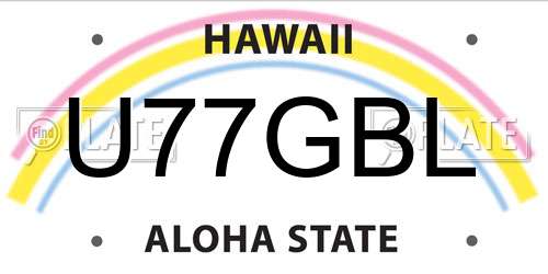 U77GBL Hawaii License Plate