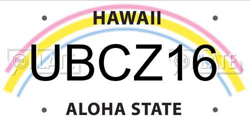 UBCZ16 Hawaii License Plate