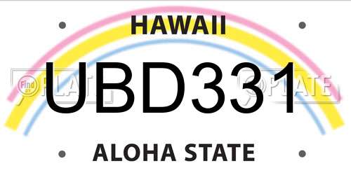 UBD331 Hawaii License Plate