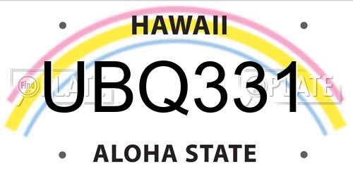 UBQ331 Hawaii License Plate