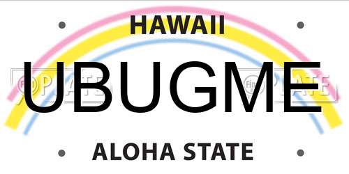 UBUGME Hawaii License Plate