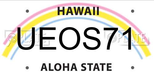 UEOS71 Hawaii License Plate