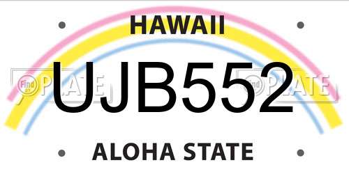 UJB552 Hawaii License Plate