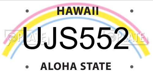 UJS552 Hawaii License Plate