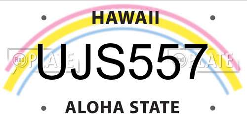 UJS557 Hawaii License Plate
