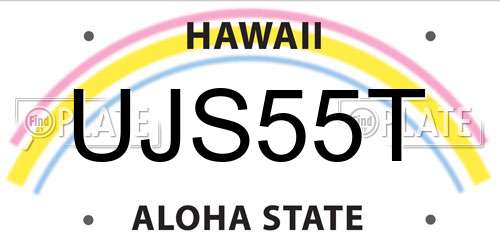 UJS55T Hawaii License Plate