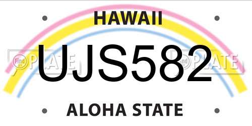 UJS582 Hawaii License Plate