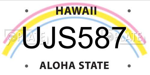 UJS587 Hawaii License Plate