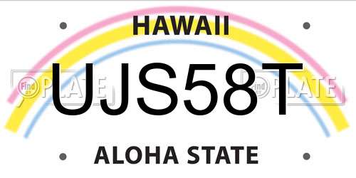 UJS58T Hawaii License Plate