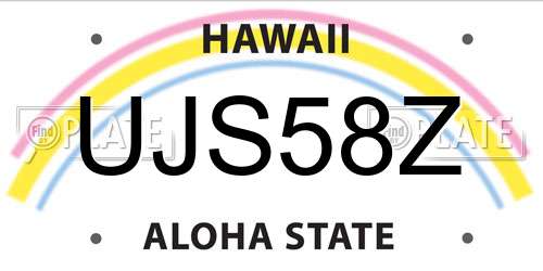 UJS58Z Hawaii License Plate