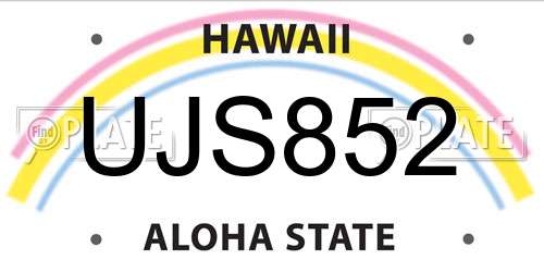 UJS852 Hawaii License Plate