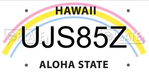 UJS85Z Hawaii License Plate