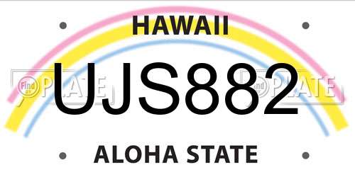 UJS882 Hawaii License Plate