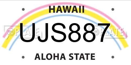 UJS887 Hawaii License Plate
