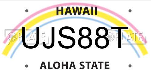 UJS88T Hawaii License Plate