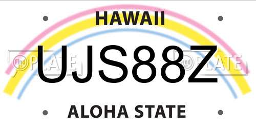 UJS88Z Hawaii License Plate