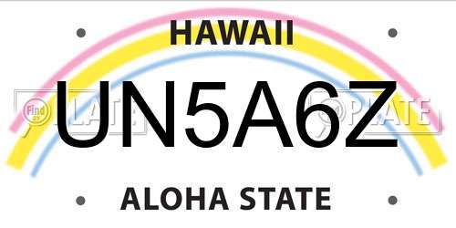 UN5A6Z Hawaii License Plate