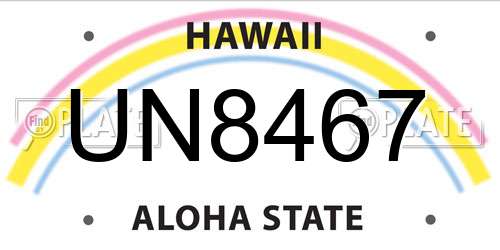UN8467 Hawaii License Plate