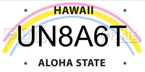 UN8A6T Hawaii License Plate