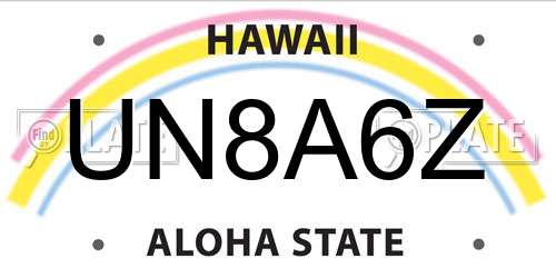 UN8A6Z Hawaii License Plate