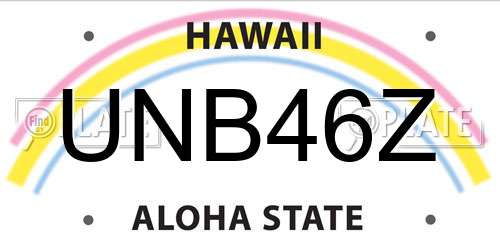UNB46Z Hawaii License Plate