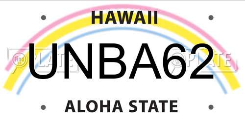 UNBA62 Hawaii License Plate