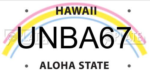 UNBA67 Hawaii License Plate